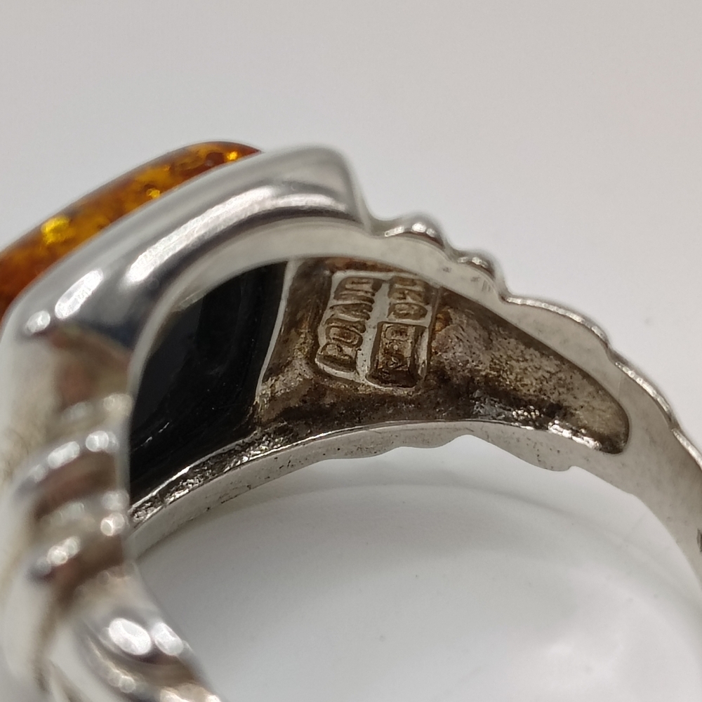 Vintage Baltic Amber Silver Ring - image 4